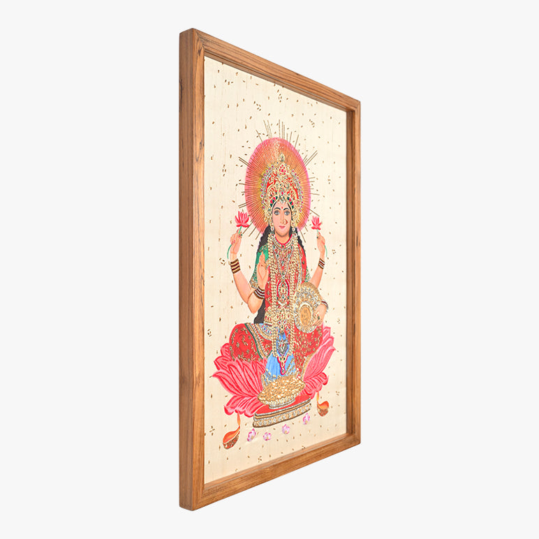 Framed artwork of a deity with intricate details on a white background