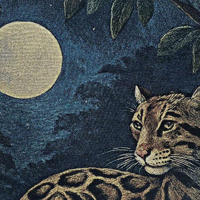 Midnight Among Lotuses – Cotton Tapestry Throw Blanket