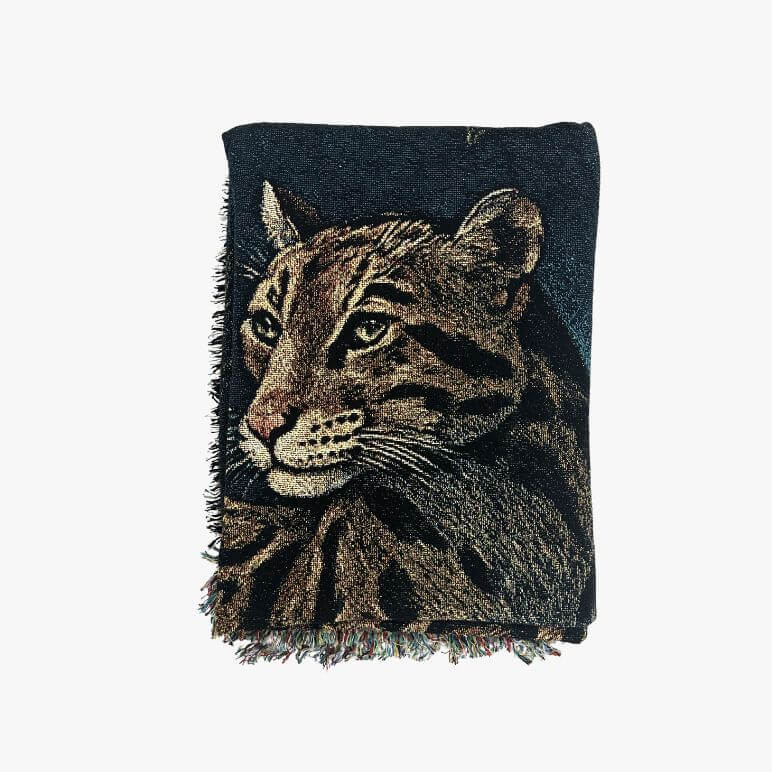 Midnight Among Lotuses – Cotton Tapestry Throw Blanket