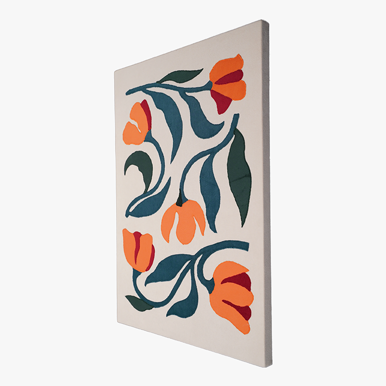 Decorative panel with floral pattern on a white background