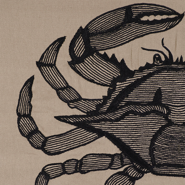 Embroidered Coastal wall decor
design of a crab on a beige background