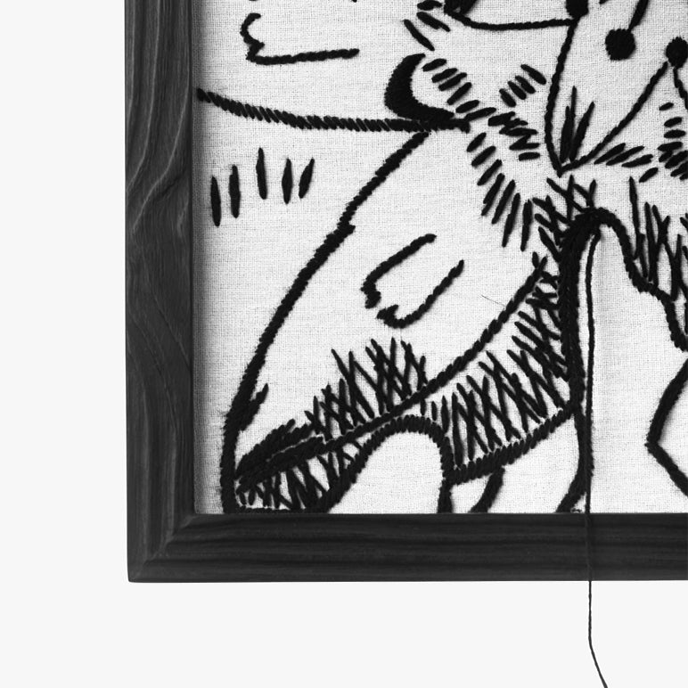 Black and white abstract drawing with a black frame