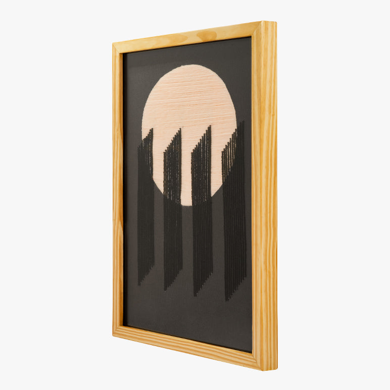 Framed artwork with a minimalist design on a white background