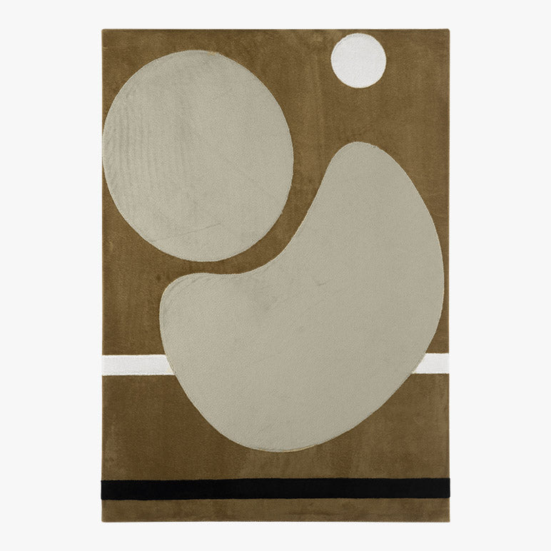 Abstract art print with beige shapes on a brown background