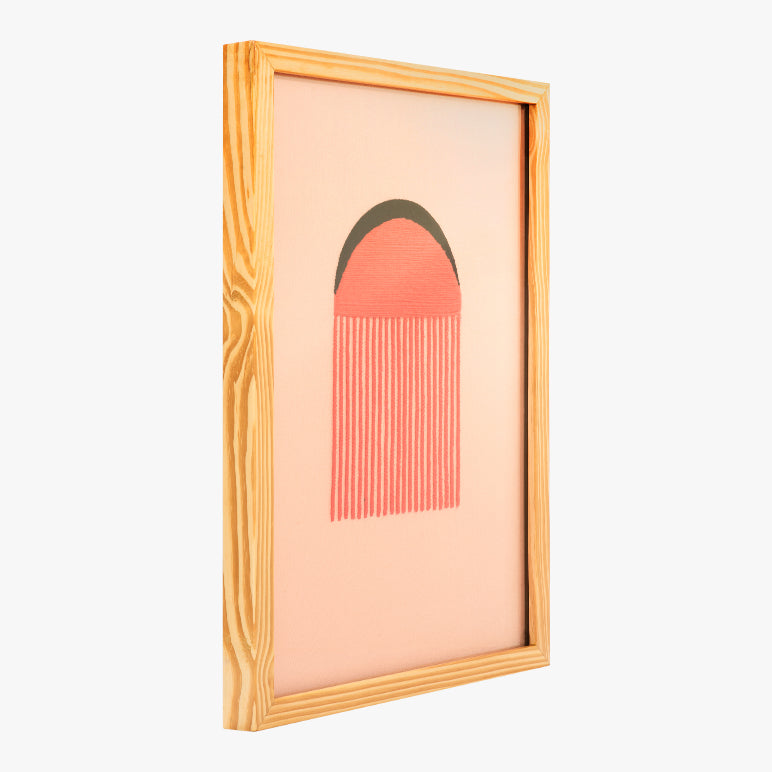 Framed artwork with a geometric design on a white background