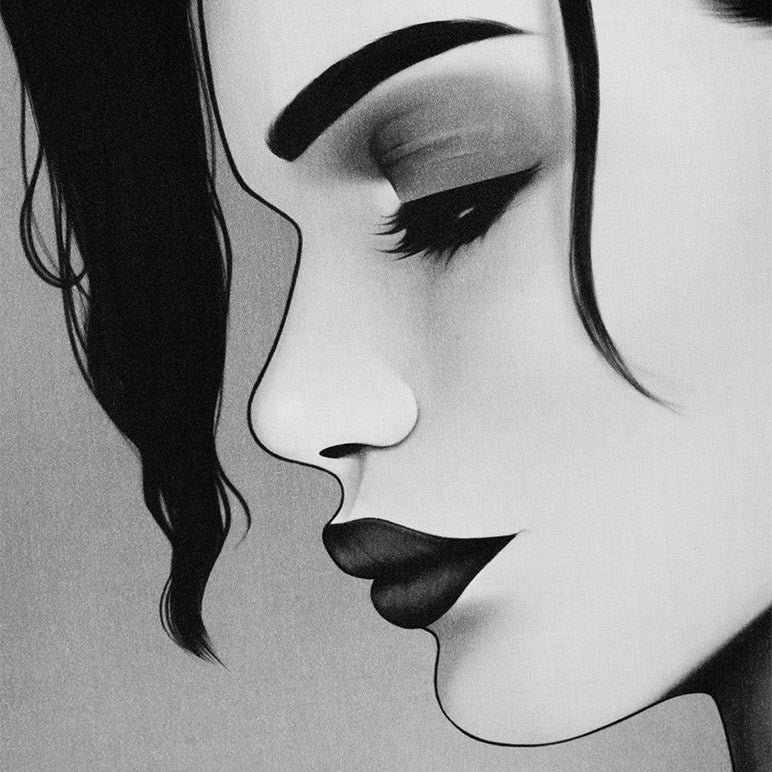 Black and white illustration of a woman&