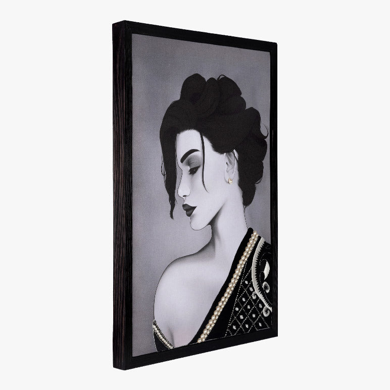 Framed artwork of a stylized woman&