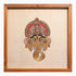 Framed artwork of a stylized elephant head with decorative elements on a beige background.