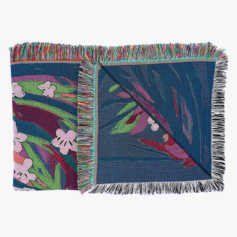 Closeup of the throw blanket on a white background 