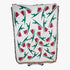 Blanket with red and green tulip floral pattern on a white background