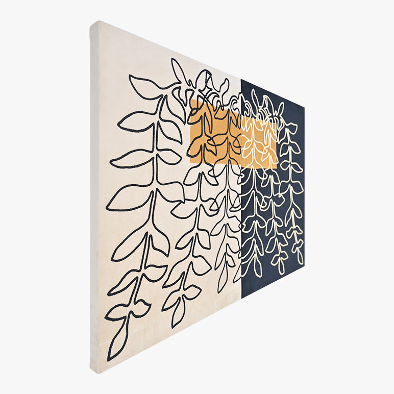 Decorative wall art with leaf patterns on a white background