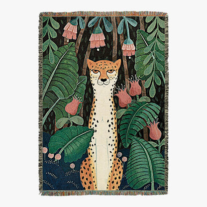 Cheetah design cotton throw blanket with jungle theme