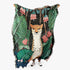 Cheetah-themed cotton throw blanket with jungle design on a white background