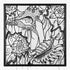 Black and white floral and leaf design on a white background