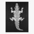 White silhouette of an alligator on a black background