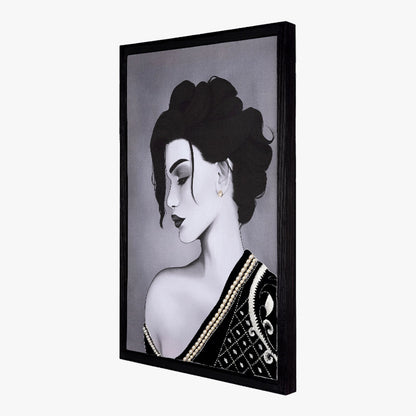 Framed artwork of a stylized woman&