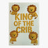 embroidered kids wall art featuring four lions with the words king of the crib at the center