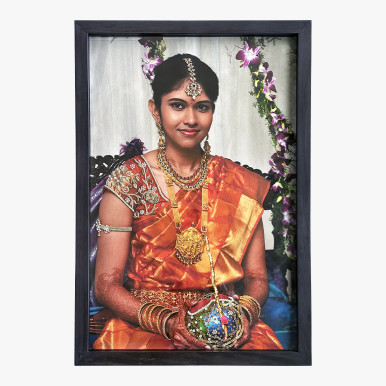 custom portrait photo gift framed in a black wood frame