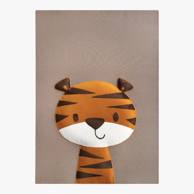 feature image of a textile wall art embroidered with a cute tiger 