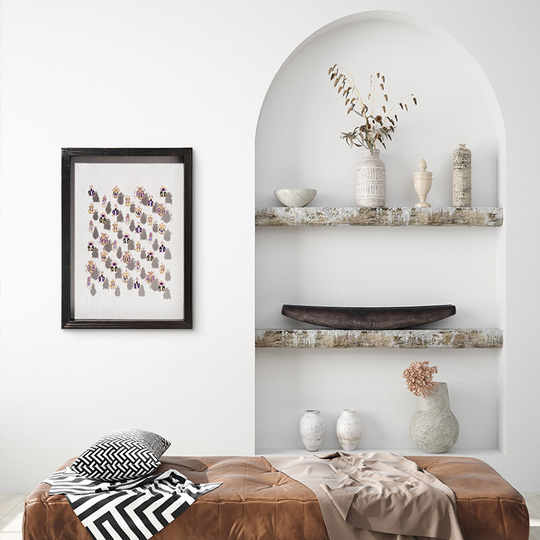 framed 3d wall art in modern living room