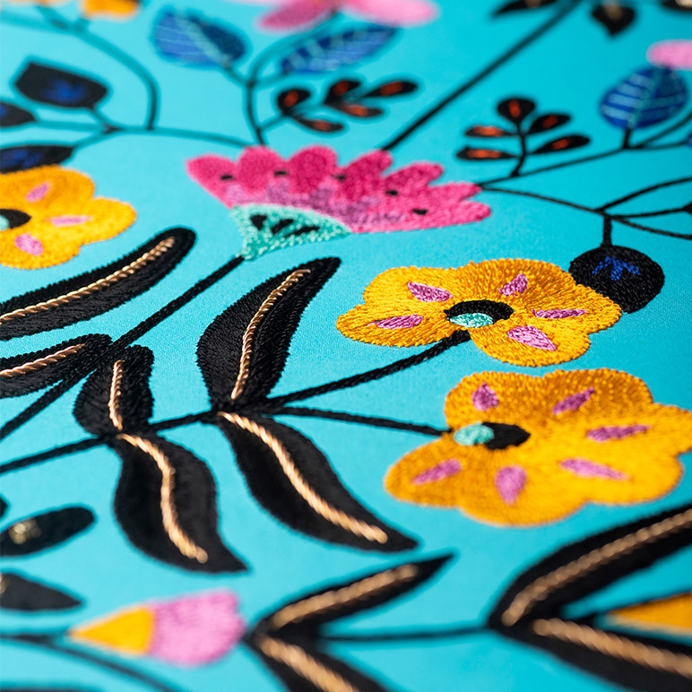 closeup of modern embroidery art