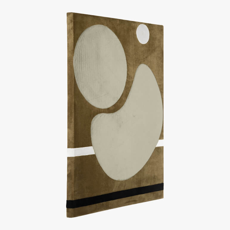 contemporary geometric wall art seen canvas framed from a side view