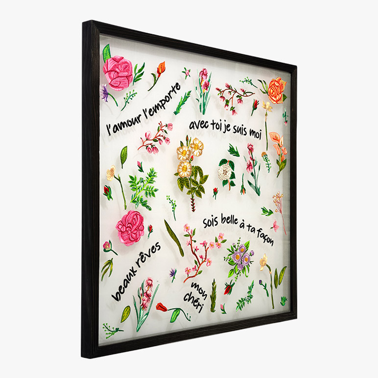 framed french country wall art with multicolor florals