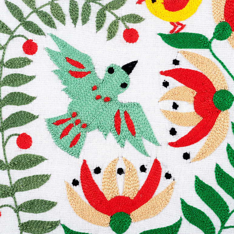 embroidered bird textile artwork