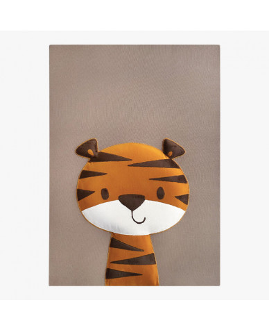 feature image of a textile wall art embroidered with a cute tiger 